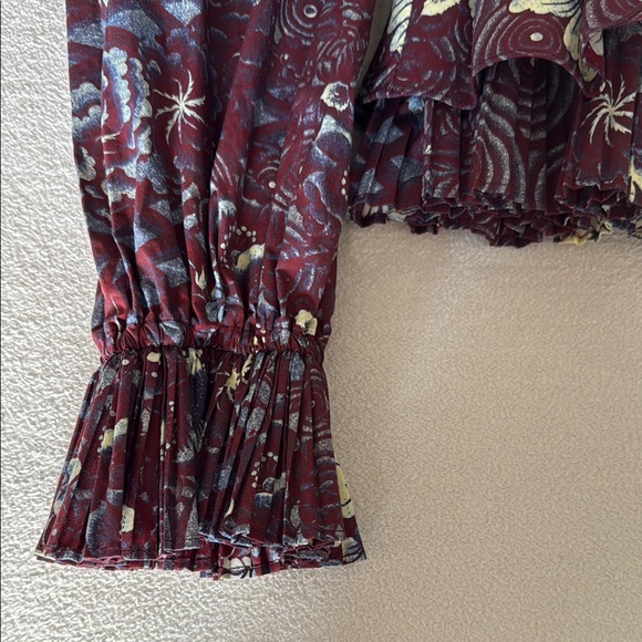 Ulla Johnson Floral Burgundy Women's Blouse - Picture 2 of 5